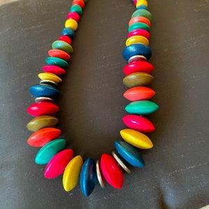 Colorful Vintage Wooden Beaded necklace.